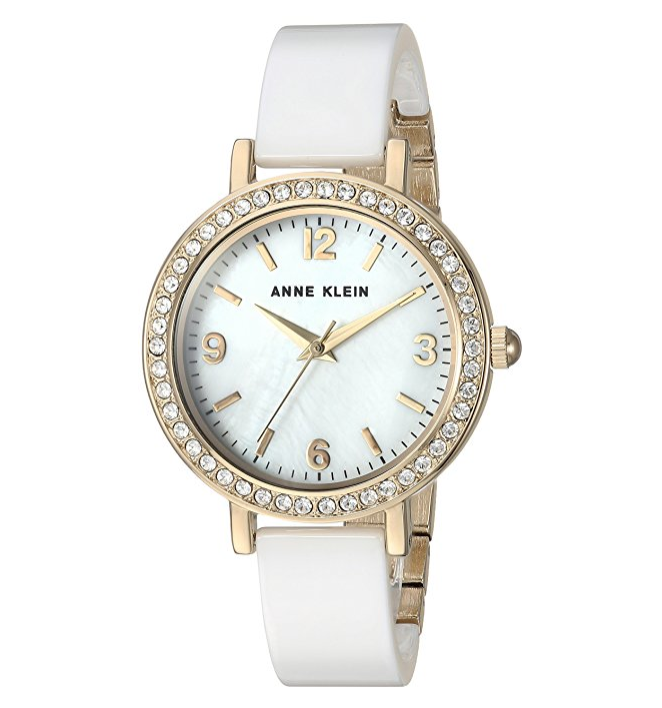 Anne Klein Women's Quartz Metal and Ceramic Dress Watch, Color:White (Model: AK/2348WTDB) only $34.99