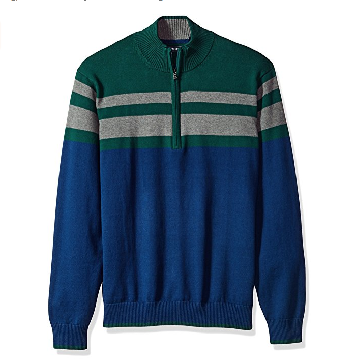 IZOD Men's Fine Gauge Striped 1/4 Zip Sweater only $13.87