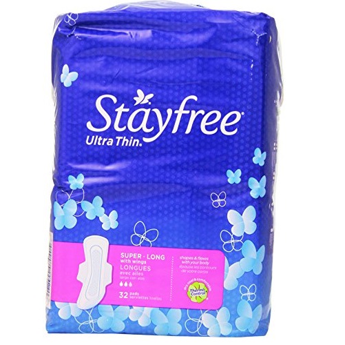 Stayfree 棉柔絲薄衛生巾，加長型，32片，原價$8.49，現僅售$4.58，免運費