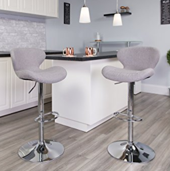 Flash Furniture 2 Pk. Contemporary Gray Fabric Adjustable Height Barstool with Chrome Base only $71.92