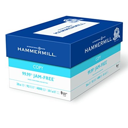 Hammermill Paper, Copy, 20lb, 8.5x11, Letter, 92 Bright, 4,000 sheets / 8 ream case, (113640) Made In The USA, Only $37.99 , free shipping)