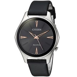 Citizen Women's 'Eco-Drive' Quartz Stainless Steel and Leather Dress Watch, Color:Black (Model: EM0591-01E) $112.99，FREE Shipping