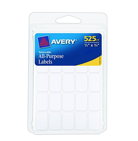 Avery Removable Labels, Rectangular, 0.5 x 0.75 Inches, White, Pack of 525 (6737), Only $1.00, You Save $3.99(80%)