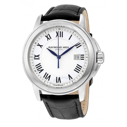 RAYMOND WEIL Tradition White Dial Stainless Steel Black Leather Men's Watch Item No. 5578-STC-00300, only $295.00 after using coupon code , free shipping