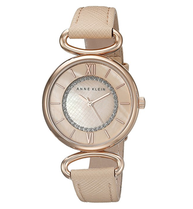 Anne Klein Rose Goldtone Blush Leather Strap Watch only $39.99