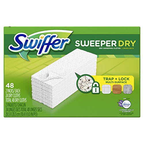 Swiffer Sweeper Dry Sweeping Pad Refills for Floor Mop, Refill Cloth with Febreze Lavender Vanilla & Comfort Scent, 48 Count, Only $8.00 after clipping coupon