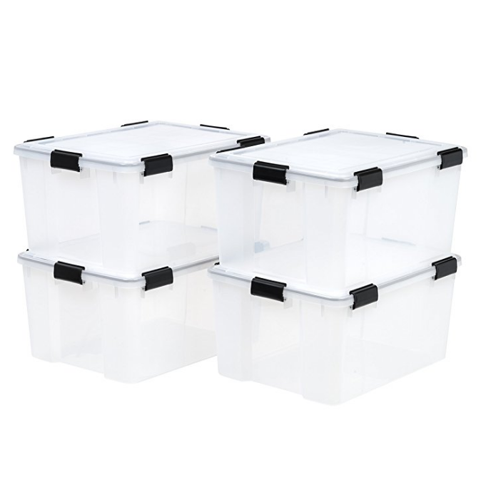 IRIS 62 Quart WEATHERTIGHT Storage Box, 4 Pack, Clear $47.40，FREE Shipping