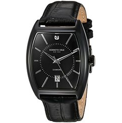 Kenneth Cole New York Men's 'Diamond' Quartz Stainless Steel and Leather Dress Watch, Color:Black (Model: 10030820) $47.99，FREE Shipping