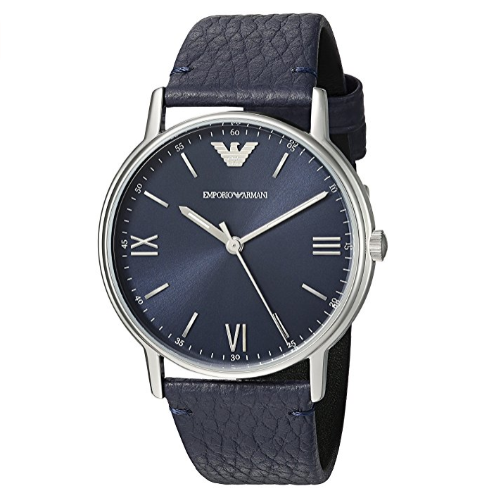 Emporio Armani Men's 'Kappa' Quartz Stainless Steel and Leather Casual Watch, Color:Blue (Model: AR11012) only $104.80
