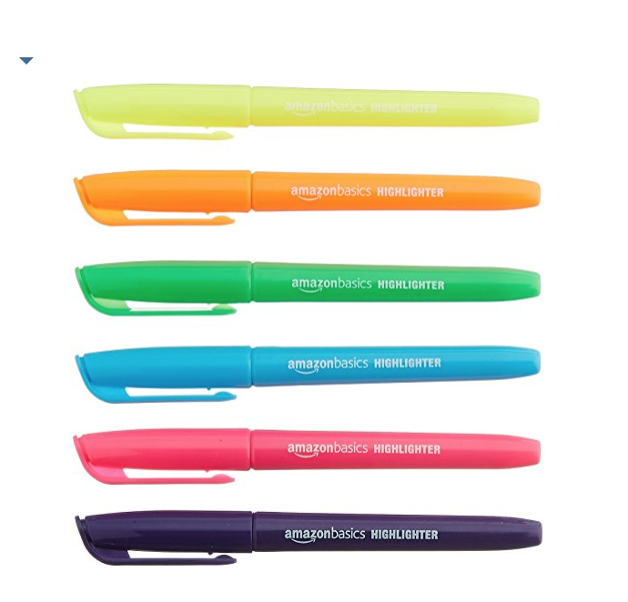 AmazonBasics 24支彩色熒光筆套裝 ，原價$6.72, 現僅售$4.49