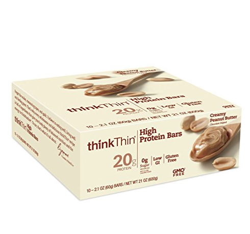 史低價： thinkThin 高蛋白奶油花生能量棒 2.1 oz 10條，現點擊coupon后僅售$8.14