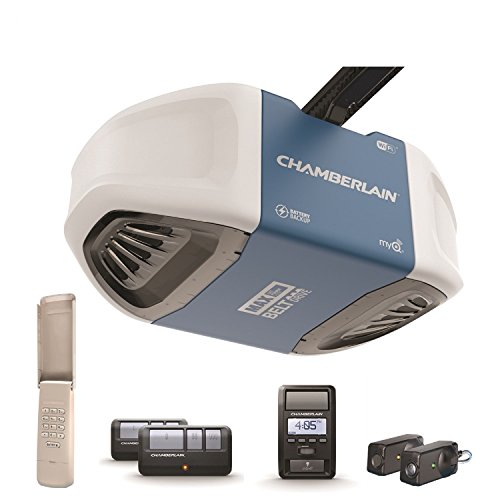 Chamberlain B970 Smartphone-Controlled Ultra-Quiet and Strong Belt Drive Garage Door Opener with Battery Backup and Max Lifting Power, Blue, Only $233.82, free shipping