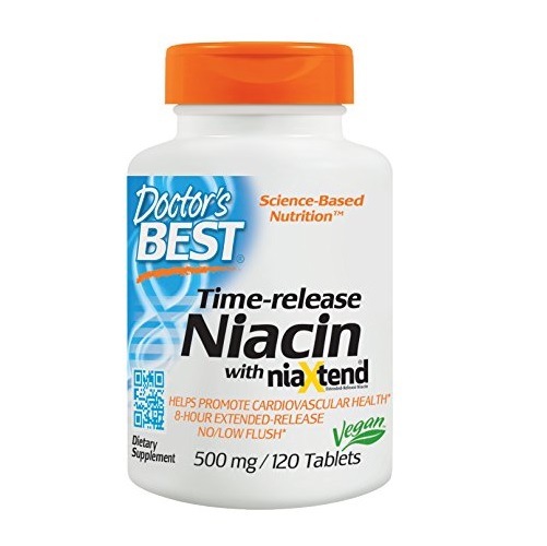 Doctor's Best Time-release Niacin with niaxtend, Non-GMO, Vegan, Gluten Free, 500 mg, 120 Tablets, Only$9.50, free shipping after using SS