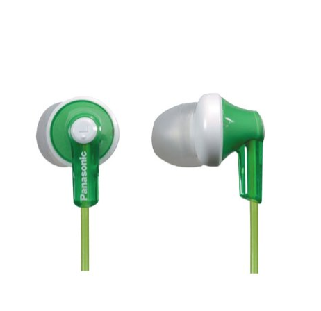 Panasonic ErgoFit In-Ear Earbud Headphones RP-HJE120-G (Green) Dynamic Crystal Clear Sound, Ergonomic Comfort-Fit only $5.99