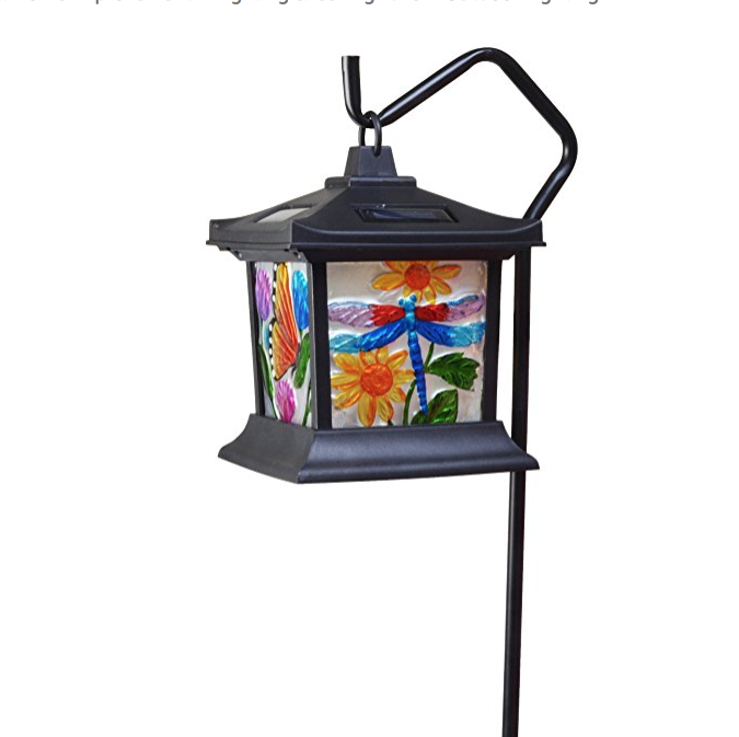 Moonrays 92276 Solar Powered Hanging Floral Stained Glass LED Light only $7.55