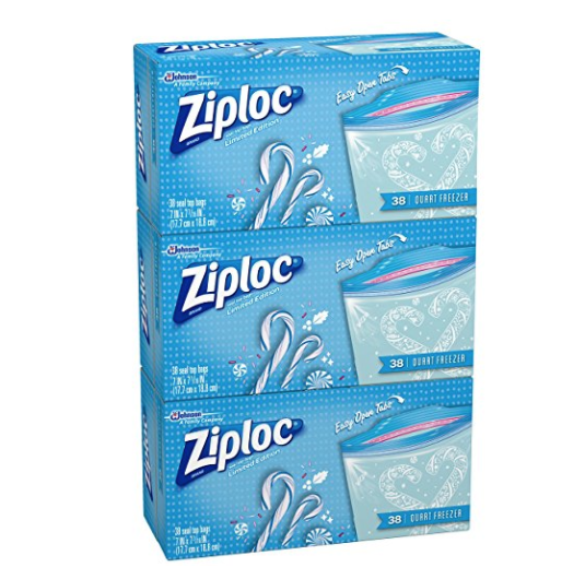 Ziploc Limited Edition Holiday Freezer Bags, Quart, 114 Count only $6.26