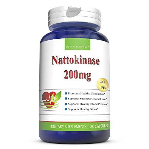 Nattokinase 200 mg 4000 FU Supplement 200 Count - Natto kinase Natural Blood Thinner from Bacillus Subtilis by Boostceuticals, Only $23.87, free shipping