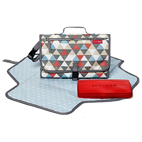 Skip Hop Baby Pronto Portable Changing Station with Cushioned Changing Mat and Wipes Case, 3 Pockets, Multi Triangles, Only $15.98