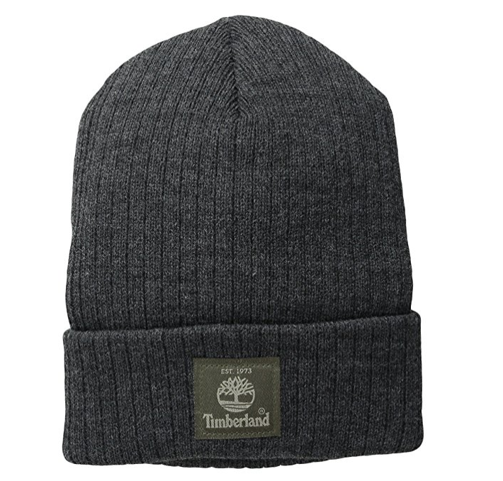 Timberland Men's Heathered Ribbed Watch Cap With Patch Logo, Charcoal, One Size, Only $9.50, You Save $0.49(5%)