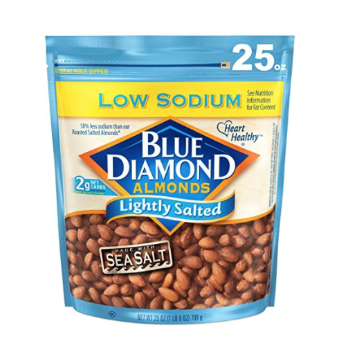 Blue Diamond 美国大杏仁 ，海盐味少盐配方， 25 oz , 现仅售$8.89，免运费！