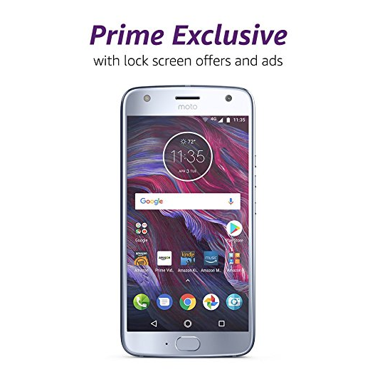 Moto X (4th Generation) - with hands-free Amazon Alexa – 32 GB - Unlocked – Sterling Blue - Prime Exclusive - with Lockscreen Offers & Ads only $279.99