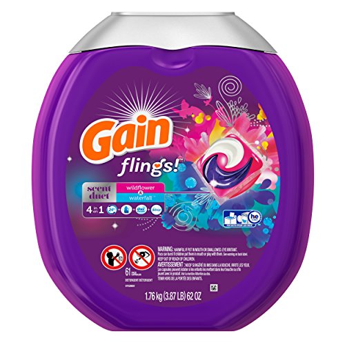 Gain Flings Scent Duets Laundry Detergent Pacs, Wildflower and Waterfall Scent, 61 Count, Only $11.29, free shipping after clipping coupon and using SS