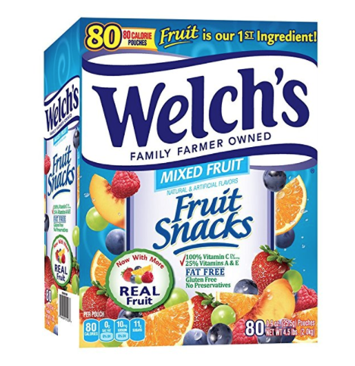Welch's 水果软糖混合味 80包 4.5LB，现仅售$6.55