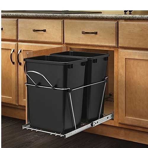 Rev-A-Shelf - RV-18KD-18C S - Double 35 Qt. Pull-Out Black and Chrome Waste Container, Only $67.02, free shipping