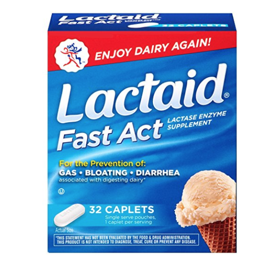 Lactaid Fast Act Lactose Intolerance, Lactase Enzyme Pills 32 single-dose pouches only $4.73