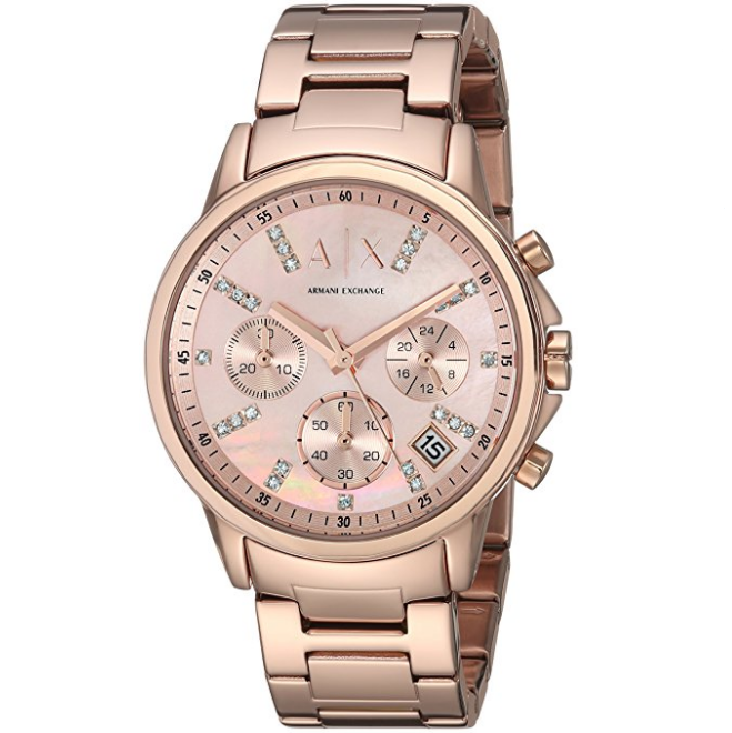 Armani Exchange Women's AX4326 Rose Gold Watch $108.00，FREE Shipping