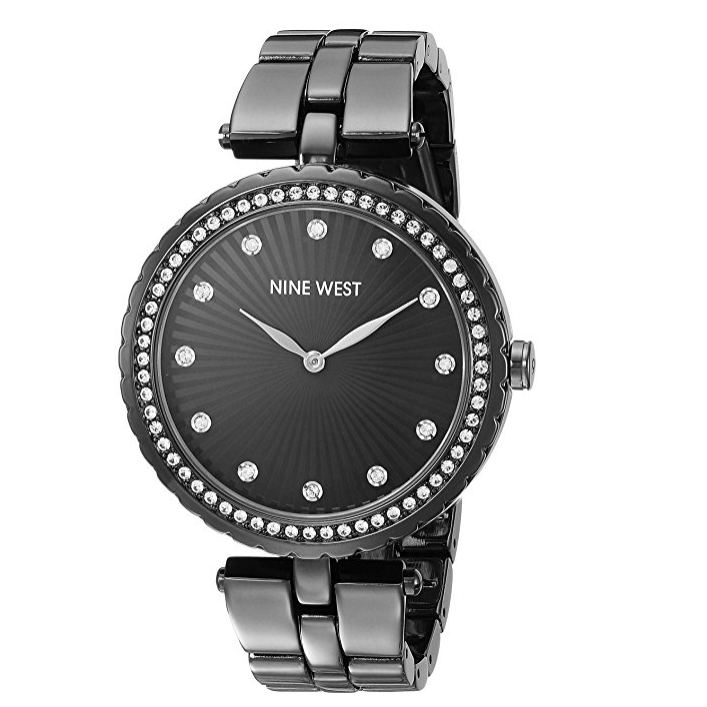 Nine West Women's NW/1741GMGN Swarovski Crystal Accented Gunmetal Bracelet Watch only $29.99