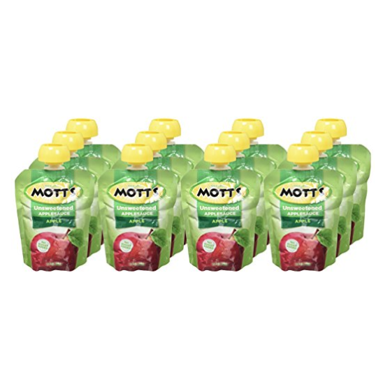 Mott's 无糖苹果泥 3.2oz,12袋 ，现仅售$5.54，免运费