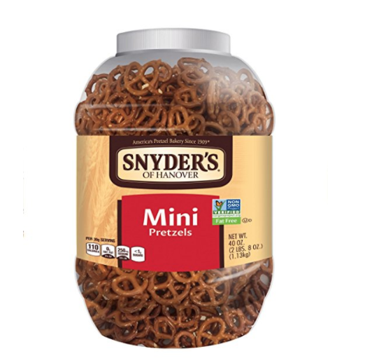 Snyder's of Hanover Mini Pretzels Large Canister, 40 Ounce only $5.58