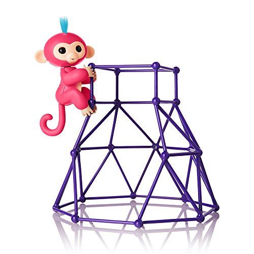 Fingerlings - Jungle Gym Playset + Interactive Baby Monkey Aimee (Coral Pink with Blue Hair), Only $8.19
