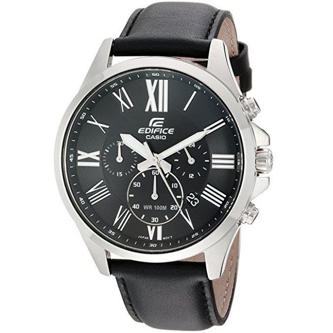Casio Men's 'Edifice' Quartz Stainless Steel Casual Watch, Color:Black (Model: EFV-500L-1AVCF) $44.77，FREE Shipping