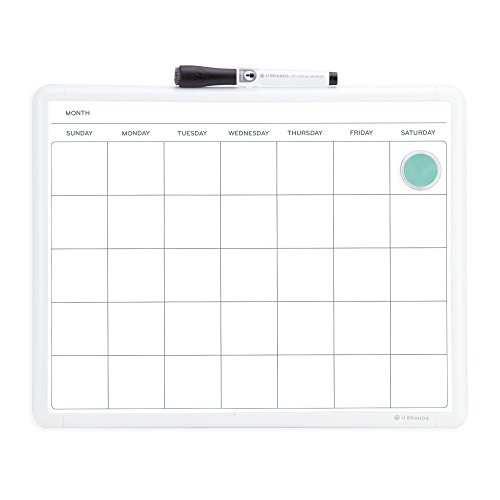 U Brands 260U00-04 Contempo Magnetic Monthly Calendar Dry Erase Board, 11 x 14 Inches, White Frame, Only $5.73