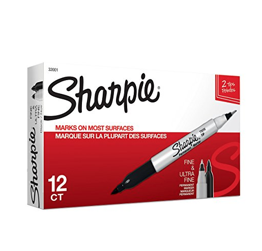 Sharpie Twin Tip Permanent Markers, Fine and Ultra Fine, Black, 12 Count, Only $9.45, You Save $18.54(66%)