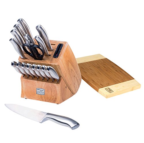 Chicago Cutlery Insignia Steel 19 Piece Knife Block with In-Block Sharpener and Cutting Board, Stainless Steel, Only $96.99, free shipping