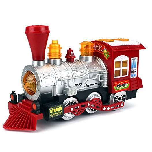 Steam Train Locomotive Engine Car Bubble Blowing Bump & Go Battery Operated Toy Train w/ Lights & Sounds $12.35