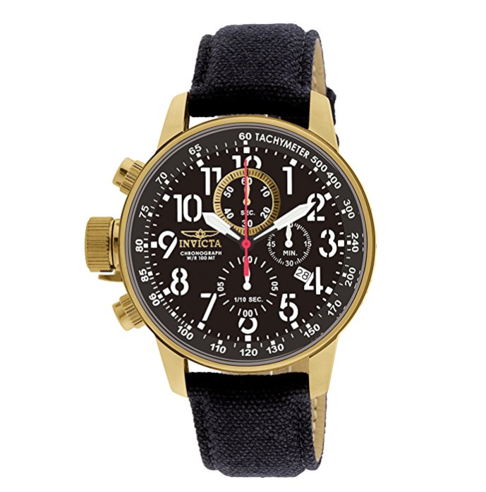 Invicta Men's 1515 I Force Collection 18k Gold Ion-Plated Watch with Black Cloth-Covered Band only $59.99