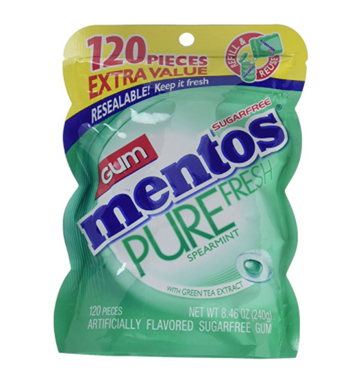 Mentos Pure Fresh Sugar-Free Chewing Gum with Xylitol, Spearmint, 120 Piece Bulk Resealable Bag only $2.98