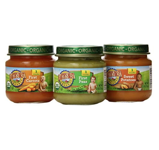 Earth's Best Organic Stage 1 Baby Food, My First Veggies Variety Pack (Carrots, Peas, and Sweet Potatoes), 2.5 Ounce Jars, Pack of 12 only $5.85