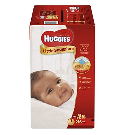 Huggies 好奇1号婴儿纸尿裤，216片装，原价$55.81，现点击coupon后仅售$24.74，免运费。