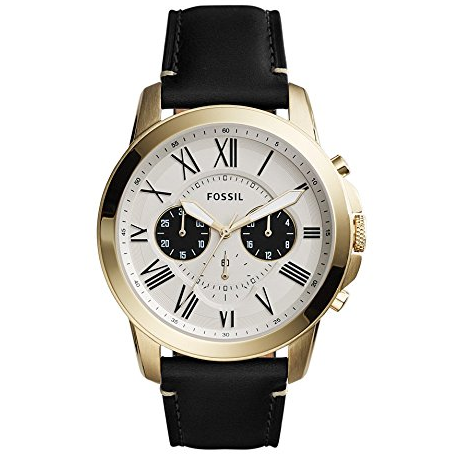 Fossil Grant Chronograph Leather Watch $74.99，free shipping