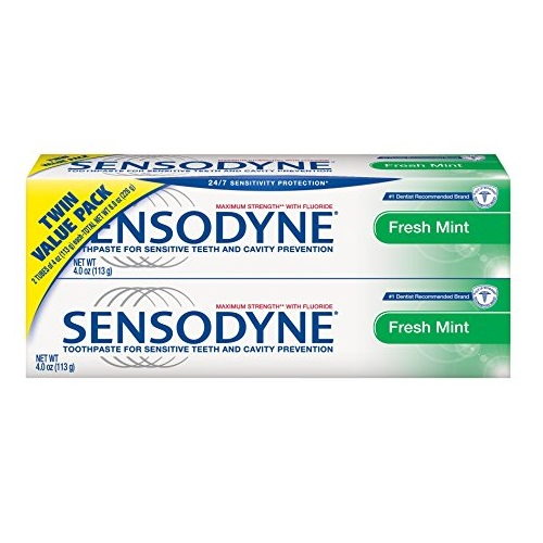 Sensodyne Fresh Mint Twinpack Toothpaste for Sensitive Teeth, 4 Ounce (Pack of 2), Only $7.98, free shipping after clipping coupon and using SS