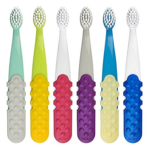 RADIUS - Totz Plus Toothbrush, Silky Soft, Designed for Mouths Transitioning from Baby to Adult Teeth, For 3 Years and Up (Pack of 6), Only $16.40
