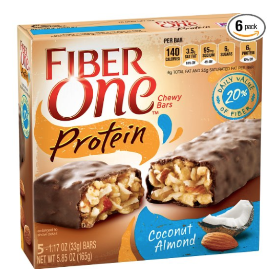 Fiber One Protein Bar, Coconut Almond Chewy Bars, 5 Fiber Bars, 5.85 oz (Pack of 6) only $12.04