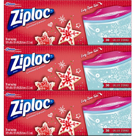 Ziploc 節日限量版保鮮密封袋 大號加侖裝114個 僅售$14.88