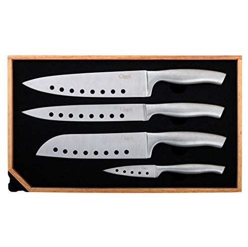 Ozeri 5-Piece Stainless Steel Knife and Sharpener Set, with Japanese Stainless Steel Slotted Blades, Only $12.71