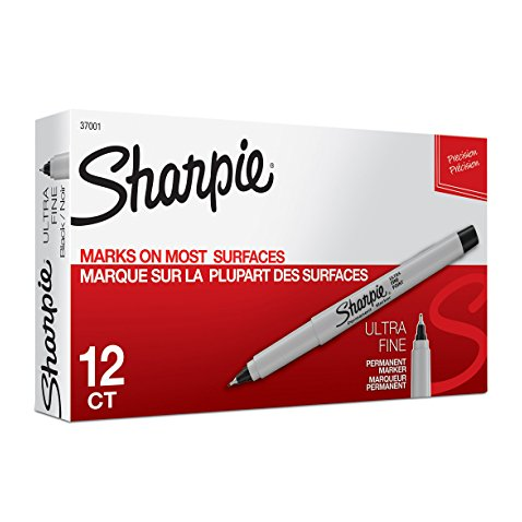 Sharpie Permanent Markers, Ultra Fine Point, Black, 12 Count $9.48